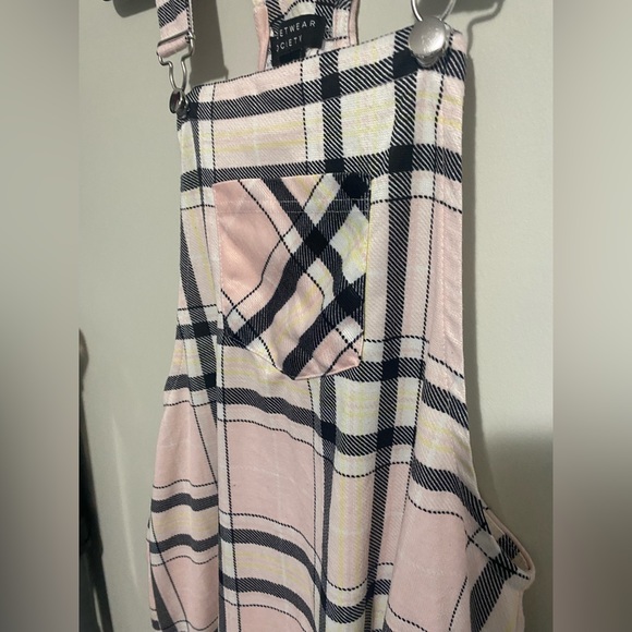 Streetwear Society Pink Plaid Overall Dress | Y2K | Baby Pink Plaid | Size Large - Picture 2 of 6